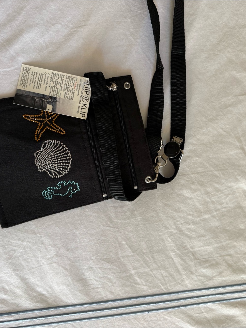 Clip Klip Black Crossbody Bag with Sea Life Rhinestones